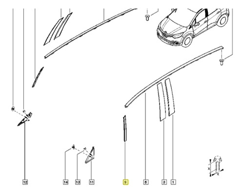ACABAMENTO ADESIVO PLASTICO COLUNA DA - 808712794R - Captur, Diversos