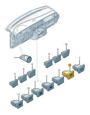 Botão Interruptor Acionamento Vidros Elétricos - 5U0959855E1QB - Gol, Voyage
