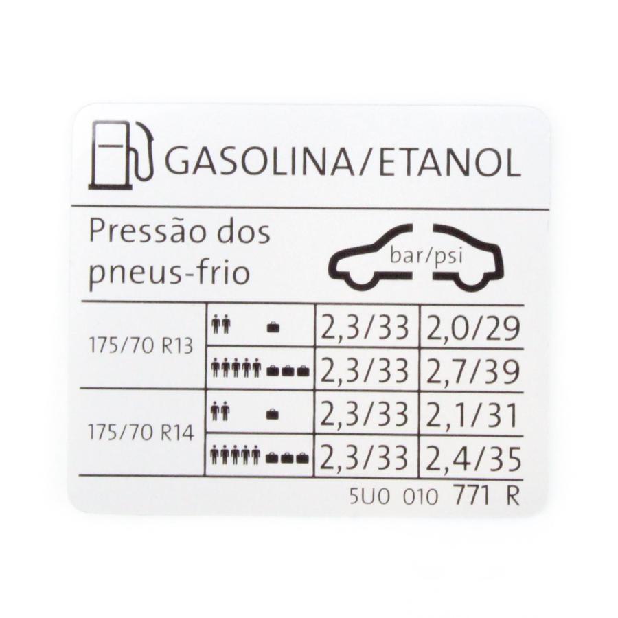 Etiqueta Calibragem Pneu - 5U0010771R - Gol, Voyage