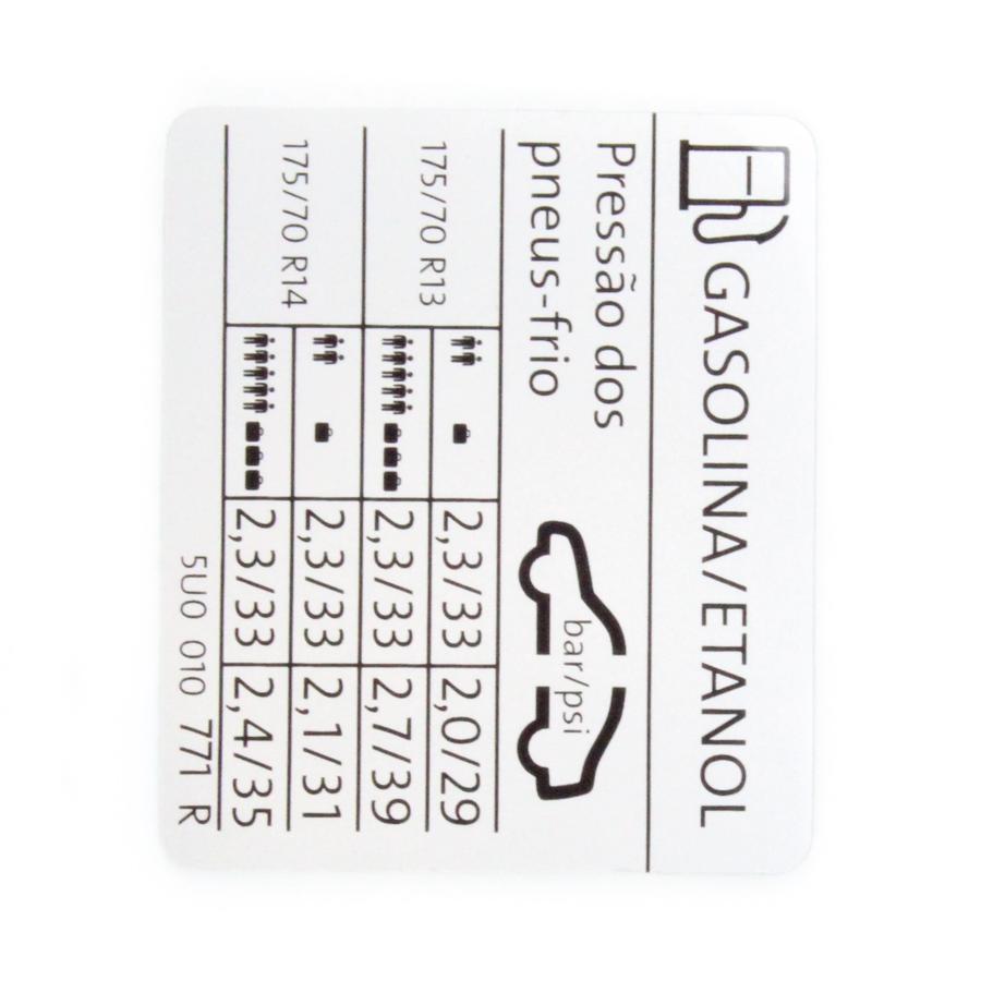 Etiqueta Calibragem Pneu - 5U0010771R - Gol, Voyage