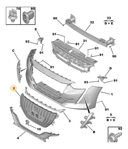 98280354XT - GRADE SUPERIOR PARA CHOQUE DIANTEIRO - Peugeot - Akta