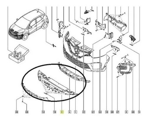 620924773R - ABSORVEDOR INFERIOR PARACHOQUE DIANTEIR - Renault-Estoril