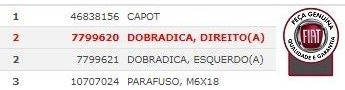 DOBRADIÇA CAPÔ LADO DIREITO - 7799620 - 