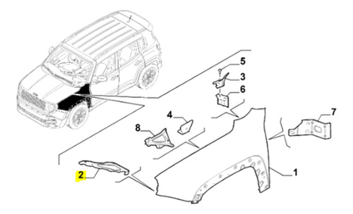 SUPORTE FIXAÇÃO PARALAMA DIREITO - 51969018 - JEEP RAM