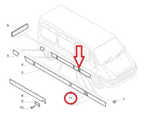 FRISO LATERAL PORTA DIANTEIRA - 735407075 - Ducato