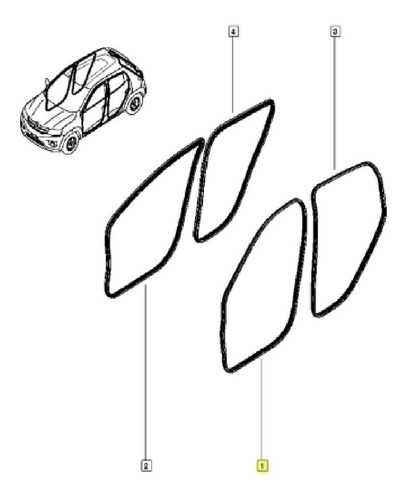 MOLDURA BORRACHA VEDAÇAO PORTA - 808333086R - Kwid, Diversos