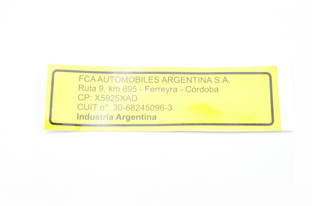 ETIQUETA ADESIVA IDENTIFICAÇÃO - 51841122 - Palio, Siena, Cronos