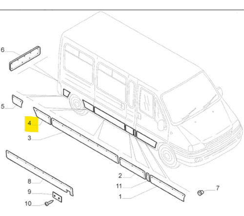 FRISO PORTA TRASEIRA LADO ESQUERDO - 735407054 - Ducato