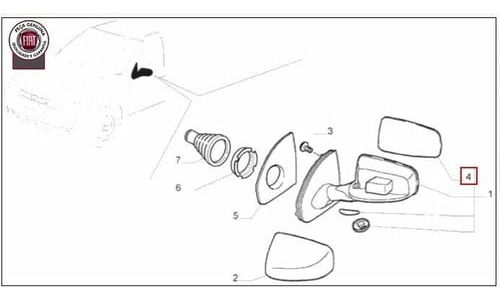 Lente Retrovisor Lado Esquerdo - 7087960 - Strada, Palio, Siena