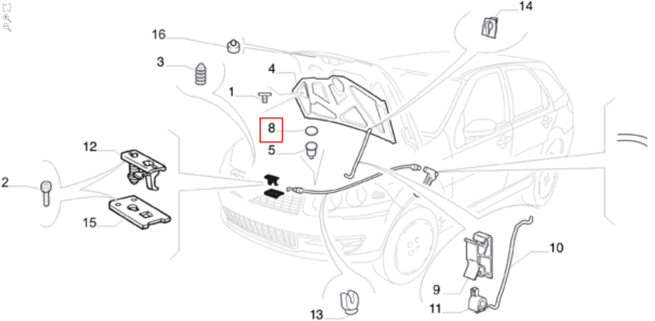 Batente Capô - 46451518 - Mobi, Strada, Palio